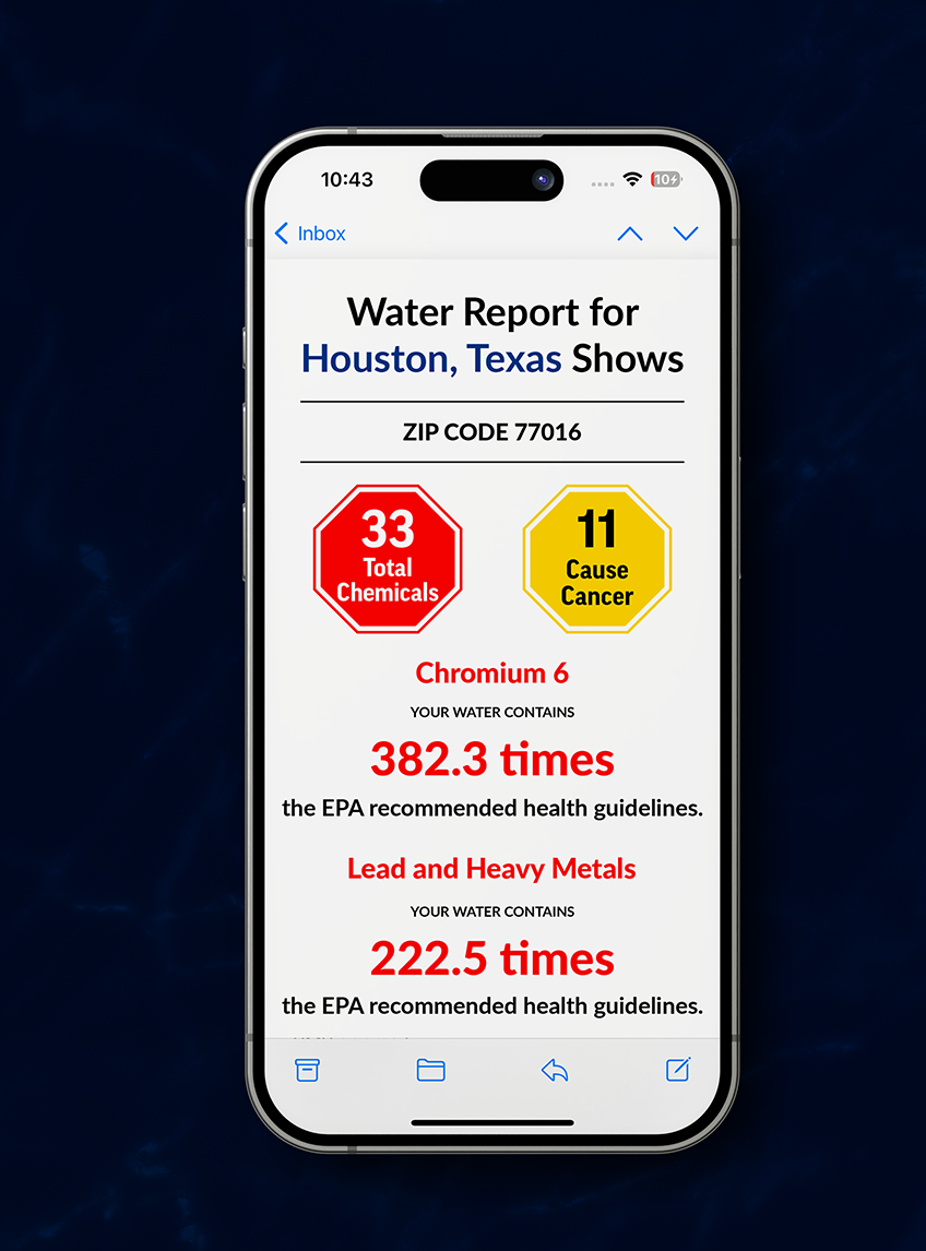 TyentUSA Free Water Report viewed on your Smartphone